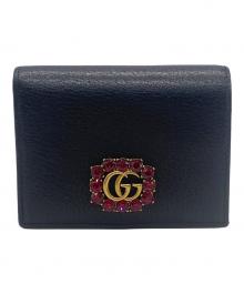 GUCCI（グッチ）の古着「ラインクリスタルコンパクトウォレット」｜ブラック