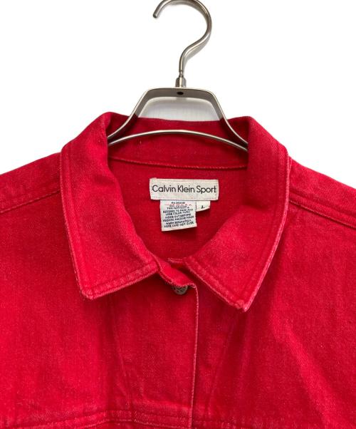 Calvin Klein Sports（カルバンクラインスポーツ）Calvin Klein Sports (カルバンクラインスポーツ) デニムジャケット レッド サイズ:Lの古着・服飾アイテム