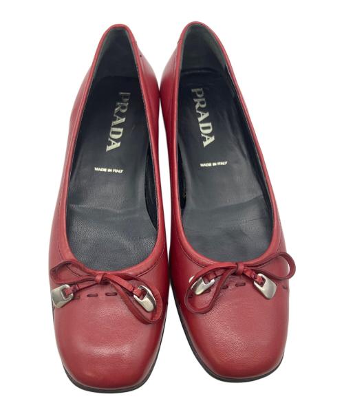 PRADA（プラダ）PRADA (プラダ) フラットパンプス レッド サイズ:36の古着・服飾アイテム