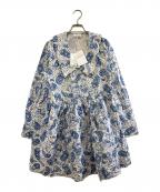 GANNIガニー）の古着「長袖ワンピース」｜ホワイト×ブルー