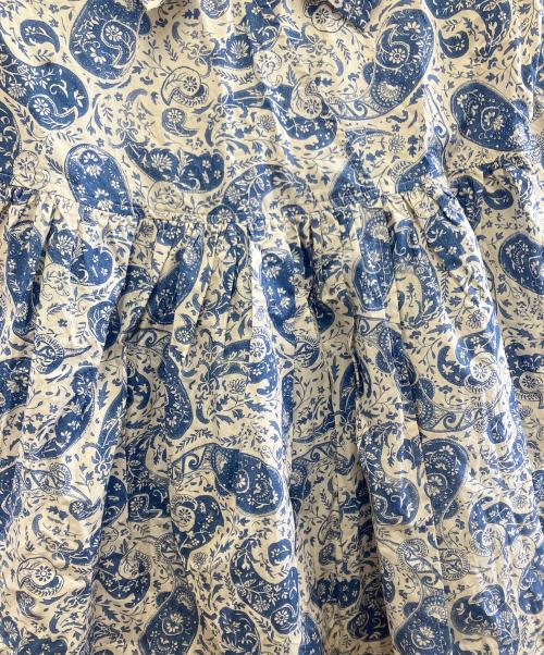 GANNI（ガニー）GANNI (ガニー) 長袖ワンピース ホワイト×ブルー サイズ:32 未使用品の古着・服飾アイテム