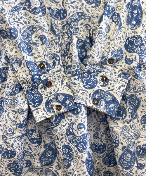 GANNI（ガニー）GANNI (ガニー) 長袖ワンピース ホワイト×ブルー サイズ:32 未使用品の古着・服飾アイテム