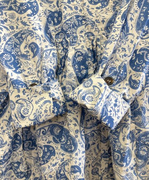 GANNI（ガニー）GANNI (ガニー) 長袖ワンピース ホワイト×ブルー サイズ:32 未使用品の古着・服飾アイテム