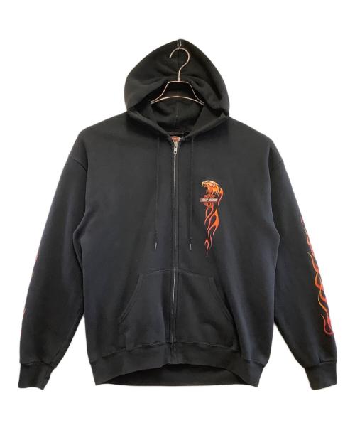HARLEY-DAVIDSON（ハーレーダビッドソン）HARLEY-DAVIDSON (ハーレーダビッドソン) LEE (リー) ジップパーカー ブラック サイズ:Lの古着・服飾アイテム