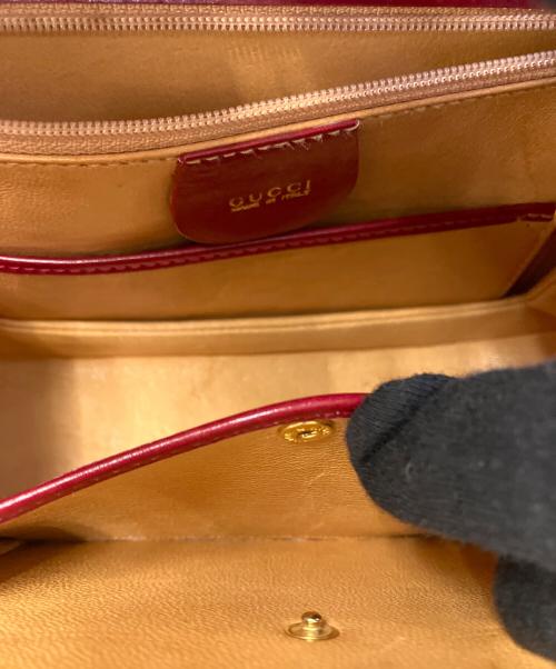 GUCCI（グッチ）GUCCI (グッチ) ターンロックバンブーハンドバッグ レッドの古着・服飾アイテム