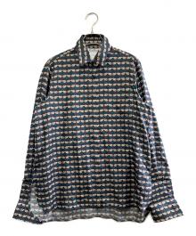 MaxMara（マックスマーラ）の古着「シーププリントダブルカフスシルクシャツ」｜グレー