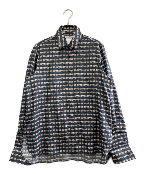 MaxMara（マックスマーラ）MaxMara (マックスマーラ) シーププリントダブルカフスシルクシャツ グレー サイズ:40の古着・服飾アイテム