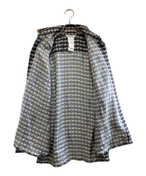 MaxMara（マックスマーラ）MaxMara (マックスマーラ) シーププリントダブルカフスシルクシャツ グレー サイズ:40の古着・服飾アイテム