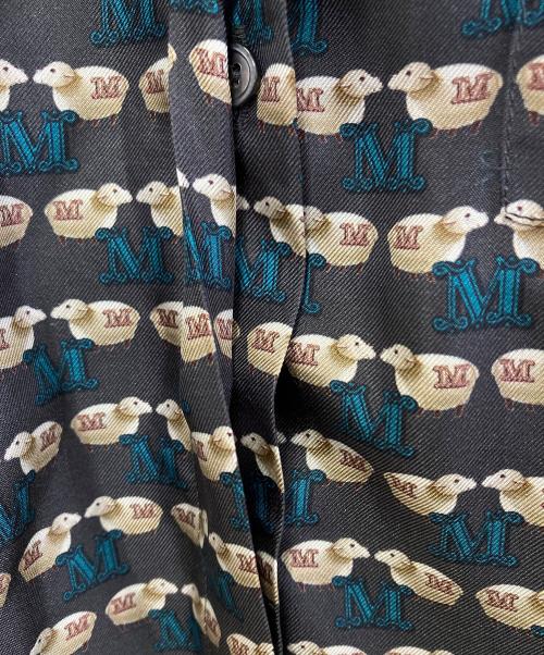 MaxMara（マックスマーラ）MaxMara (マックスマーラ) シーププリントダブルカフスシルクシャツ グレー サイズ:40の古着・服飾アイテム
