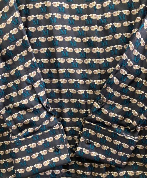 MaxMara（マックスマーラ）MaxMara (マックスマーラ) シーププリントダブルカフスシルクシャツ グレー サイズ:40の古着・服飾アイテム