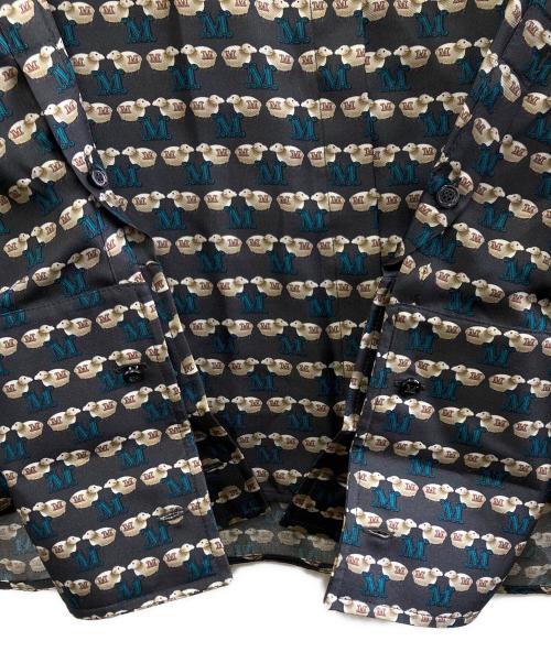 MaxMara（マックスマーラ）MaxMara (マックスマーラ) シーププリントダブルカフスシルクシャツ グレー サイズ:40の古着・服飾アイテム