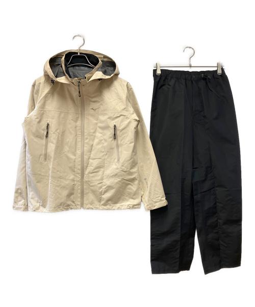 MIZUNO（ミズノ）MIZUNO (ミズノ) セットアップレインスーツ ベージュ×ブラック サイズ:Mの古着・服飾アイテム