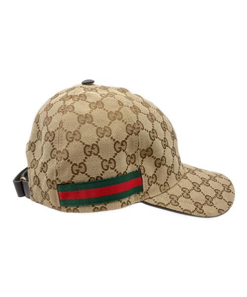 GUCCI（グッチ）GUCCI (グッチ) GGキャンバス ベースボールキャップ ベージュ×ブラウンの古着・服飾アイテム