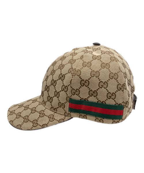 GUCCI（グッチ）GUCCI (グッチ) GGキャンバス ベースボールキャップ ベージュ×ブラウンの古着・服飾アイテム