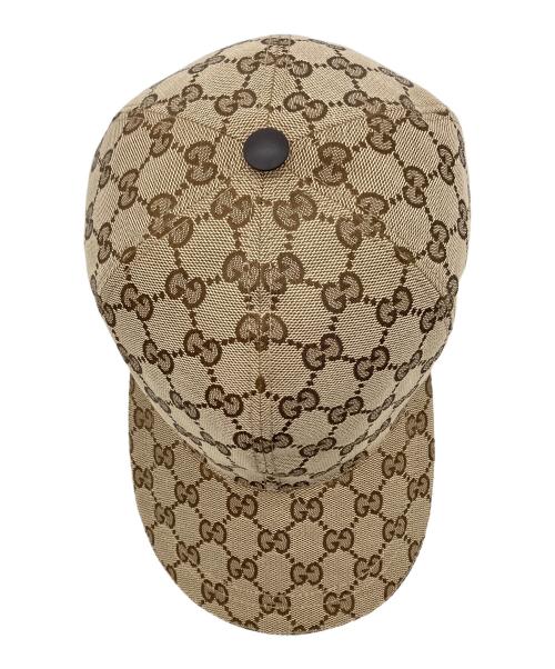 GUCCI（グッチ）GUCCI (グッチ) GGキャンバス ベースボールキャップ ベージュ×ブラウンの古着・服飾アイテム