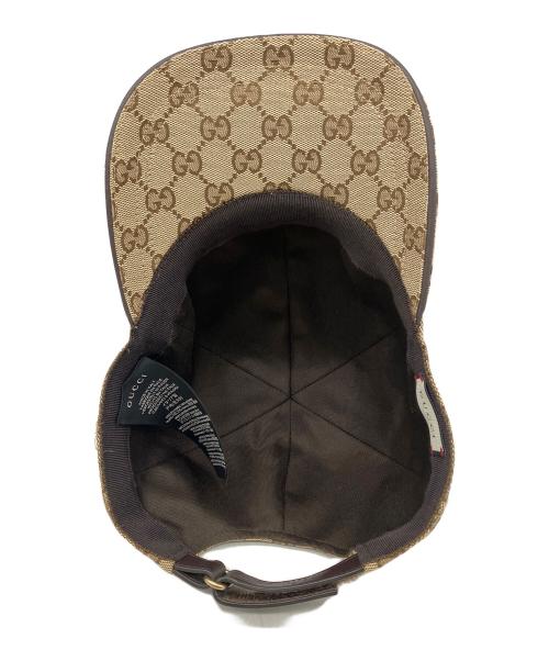 GUCCI（グッチ）GUCCI (グッチ) GGキャンバス ベースボールキャップ ベージュ×ブラウンの古着・服飾アイテム