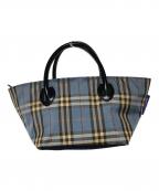BURBERRY BLUE LABELバーバリー ブルー レーベル）の古着「舟形チェックミニトートバッグ」｜ブルー