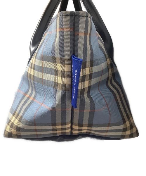 BURBERRY BLUE LABEL（バーバリー ブルー レーベル）BURBERRY BLUE LABEL (バーバリー ブルー レーベル) 舟形チェックミニトートバッグ ブルーの古着・服飾アイテム