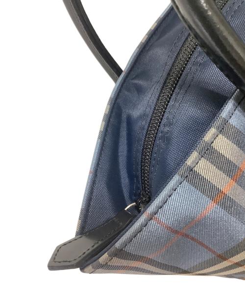 BURBERRY BLUE LABEL（バーバリー ブルー レーベル）BURBERRY BLUE LABEL (バーバリー ブルー レーベル) 舟形チェックミニトートバッグ ブルーの古着・服飾アイテム