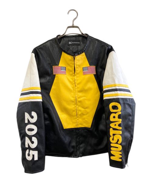 RunningCheetahs（ランニングチーターズ）RunningCheetahs (ランニングチーターズ) Fレザージャケット ブラック×イエロー サイズ:Lの古着・服飾アイテム
