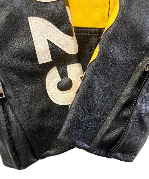 RunningCheetahs（ランニングチーターズ）RunningCheetahs (ランニングチーターズ) Fレザージャケット ブラック×イエロー サイズ:Lの古着・服飾アイテム