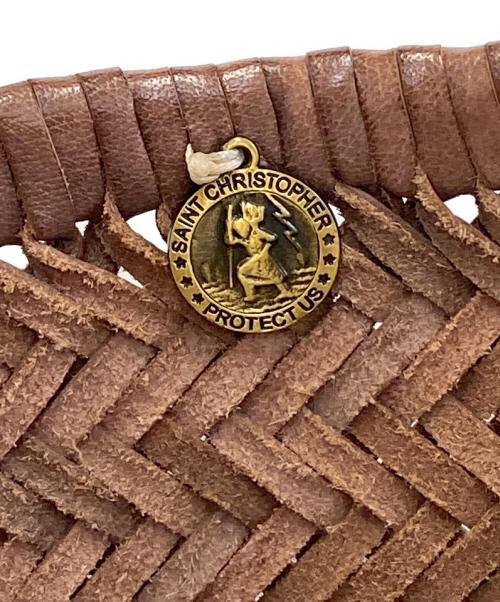 SAINT CHRISTOPHER（セント クリストファー）SAINT CHRISTOPHER (セント クリストファー) 編み込みレザートートバッグ ブラウンの古着・服飾アイテム