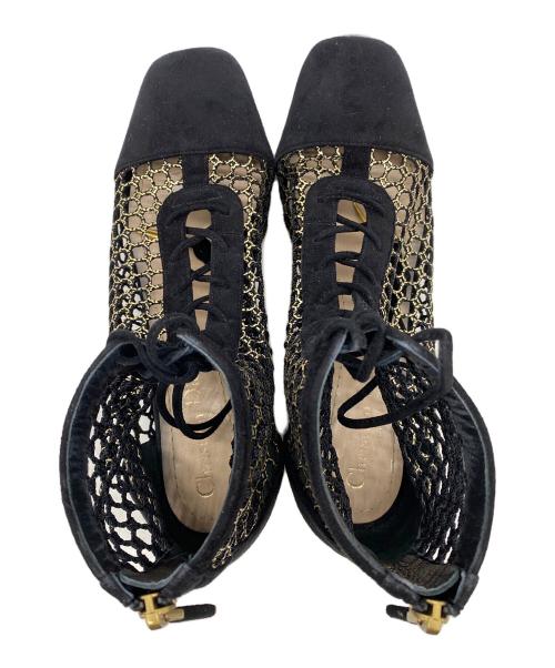 Christian Dior（クリスチャン ディオール）Christian Dior (クリスチャン ディオール) メッシュレースアップブーツ ブラック サイズ:36 1/2の古着・服飾アイテム