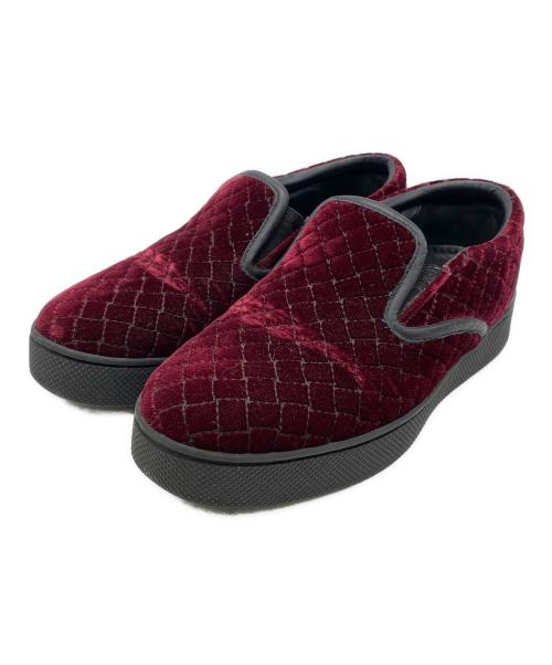 BOTTEGA VENETA（ボッテガベネタ）BOTTEGA VENETA (ボッテガベネタ) イントレチャートスリッポン ワインレッド サイズ:不明の古着・服飾アイテム