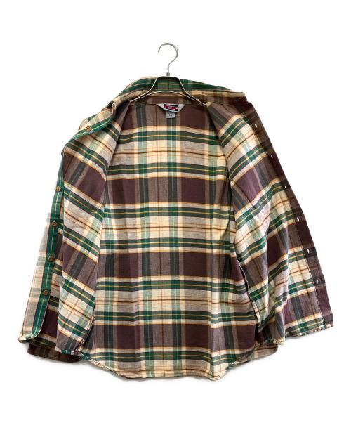 big mac（ビッグマック）BIG MAC (ビッグマック) 長袖シャツ グリーン×ブラウン サイズ:Lの古着・服飾アイテム
