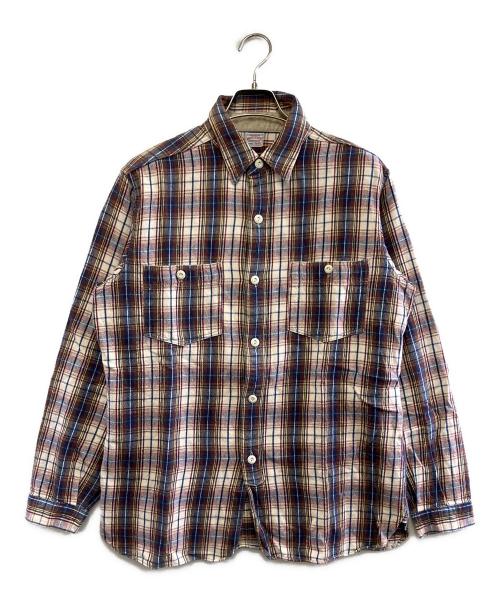 WAREHOUSE（ウエアハウス）WAREHOUSE (ウエアハウス) 長袖シャツ ブラウン×ブルー サイズ:Lの古着・服飾アイテム