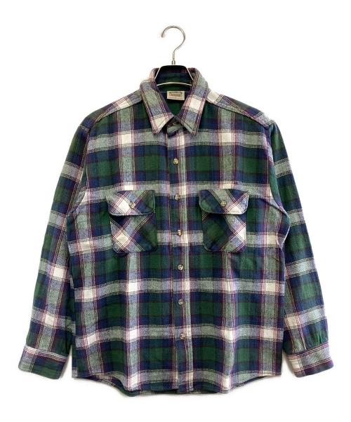 FIVE BROTHER（ファイブブラザー）FIVE BROTHER (ファイブブラザー) 長袖シャツ ネイビー×グリーン サイズ:Lの古着・服飾アイテム