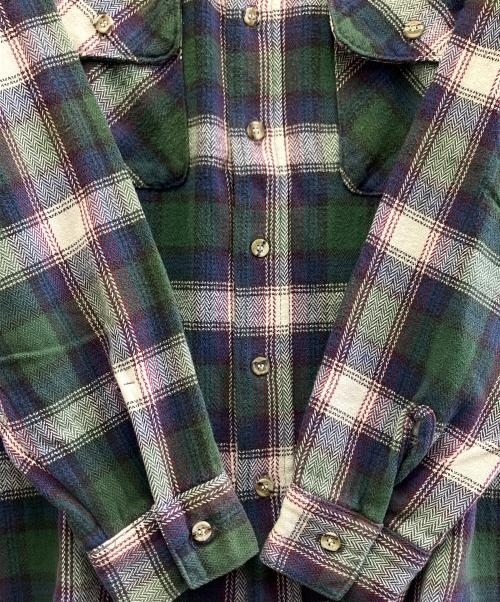 FIVE BROTHER（ファイブブラザー）FIVE BROTHER (ファイブブラザー) 長袖シャツ ネイビー×グリーン サイズ:Lの古着・服飾アイテム