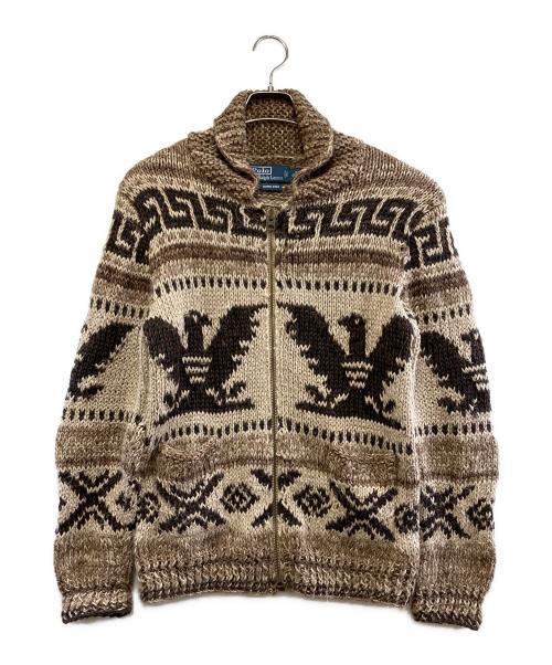 POLO RALPH LAUREN（ポロ・ラルフローレン）POLO RALPH LAUREN (ポロ・ラルフローレン) リネンヘンプカウチンニット ブラウン サイズ:Mの古着・服飾アイテム