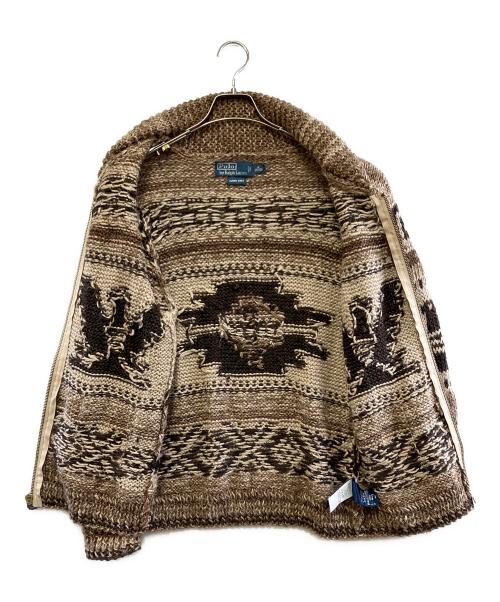 POLO RALPH LAUREN（ポロ・ラルフローレン）POLO RALPH LAUREN (ポロ・ラルフローレン) リネンヘンプカウチンニット ブラウン サイズ:Mの古着・服飾アイテム