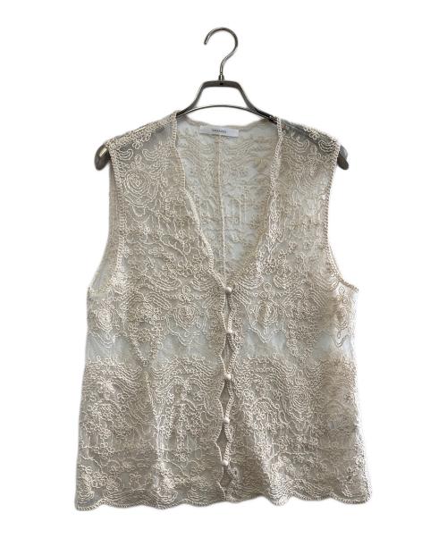 TORRAZZO DONNA（トラッゾドンナ）TORRAZZO DONNA (トラッゾドンナ) 立体コード刺繍レース ベスト ベージュ サイズ:Fの古着・服飾アイテム