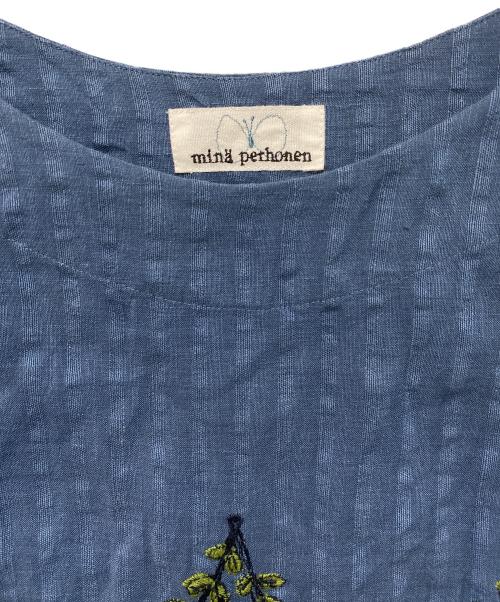mina perhonen（ミナ ペルホネン）mina perhonen (ミナ ペルホネン) 半袖ブラウス ネイビー サイズ:38の古着・服飾アイテム