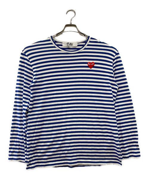PLAY COMME des GARCONS（プレイコムデギャルソン）PLAY COMME des GARCONS (プレイコムデギャルソン) 長袖カットソー ホワイト×ブルー サイズ:XLの古着・服飾アイテム