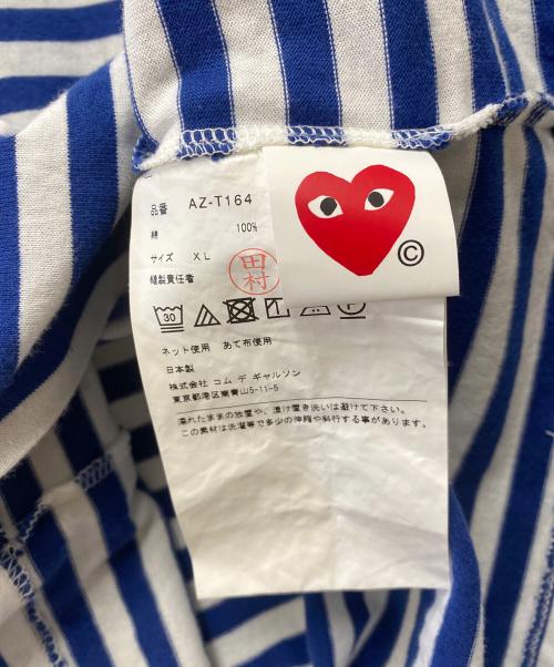 PLAY COMME des GARCONS（プレイコムデギャルソン）PLAY COMME des GARCONS (プレイコムデギャルソン) 長袖カットソー ホワイト×ブルー サイズ:XLの古着・服飾アイテム