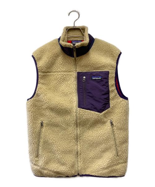 Patagonia（パタゴニア）Patagonia (パタゴニア) フリースベスト ベージュ×パープル サイズ:Mの古着・服飾アイテム