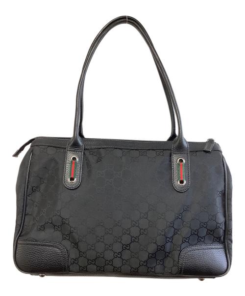 GUCCI（グッチ）GUCCI (グッチ) シェリーラインレザートートバッグ ブラックの古着・服飾アイテム