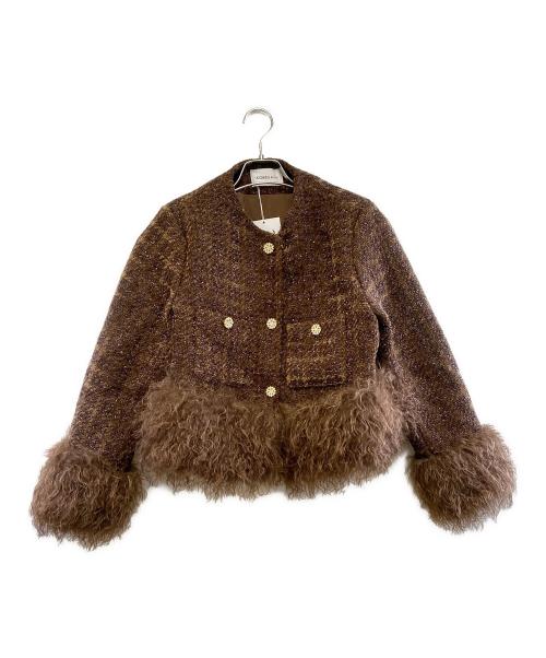 ANDREA&Co.（アンドレアアンドコー）ANDREA&Co. (アンドレアアンドコー) ツイードファージャケット ブラウン サイズ:F 未使用品の古着・服飾アイテム