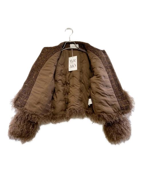 ANDREA&Co.（アンドレアアンドコー）ANDREA&Co. (アンドレアアンドコー) ツイードファージャケット ブラウン サイズ:F 未使用品の古着・服飾アイテム