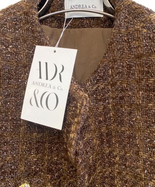 ANDREA&Co.（アンドレアアンドコー）ANDREA&Co. (アンドレアアンドコー) ツイードファージャケット ブラウン サイズ:F 未使用品の古着・服飾アイテム