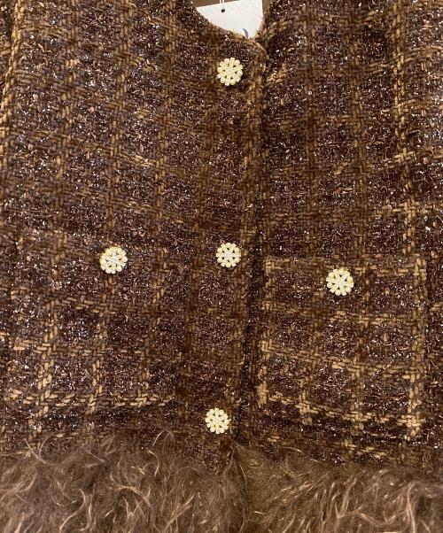 ANDREA&Co.（アンドレアアンドコー）ANDREA&Co. (アンドレアアンドコー) ツイードファージャケット ブラウン サイズ:F 未使用品の古着・服飾アイテム