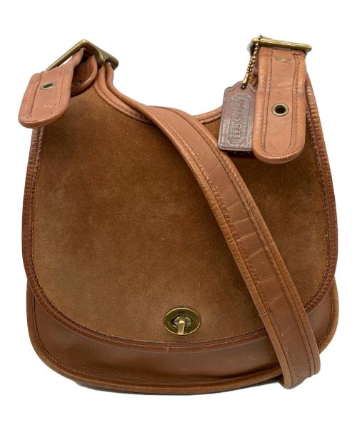 COACH（コーチ）COACH (コーチ) スエード切替ターンロックショルダーバッグ ブラウンの古着・服飾アイテム