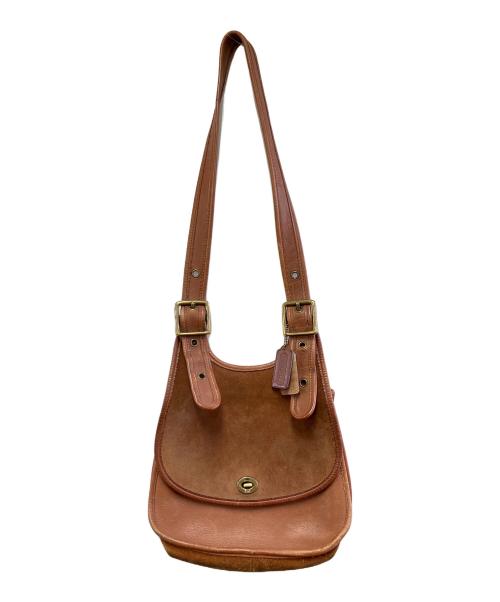 COACH（コーチ）COACH (コーチ) スエード切替ターンロックショルダーバッグ ブラウンの古着・服飾アイテム
