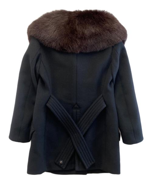 Aquascutum（アクアスキュータム）Aquascutum (アクアスキュータム) フォックスファーコート ブラック サイズ:7Fの古着・服飾アイテム