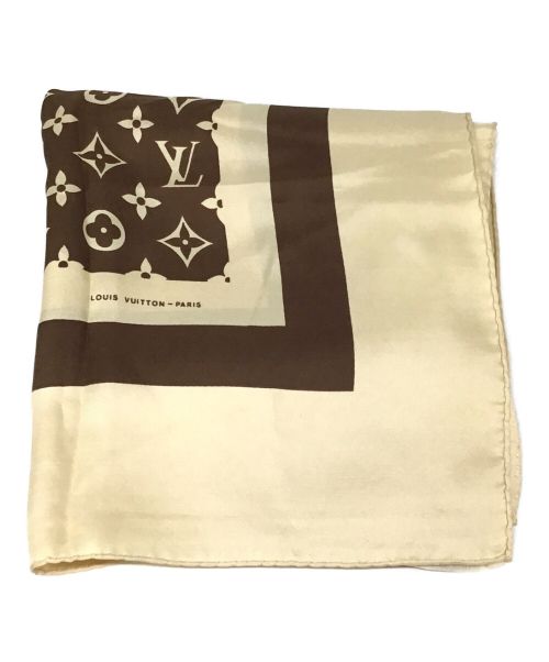 LOUIS VUITTON（ルイ ヴィトン）LOUIS VUITTON (ルイ ヴィトン) シルクスカーフ ベージュ×ブラウンの古着・服飾アイテム