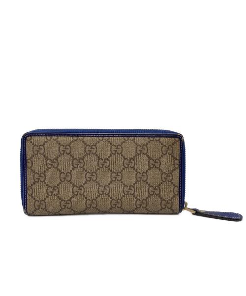 GUCCI（グッチ）GUCCI (グッチ) ラウンドファスナー長財布 グレー×ブルーの古着・服飾アイテム