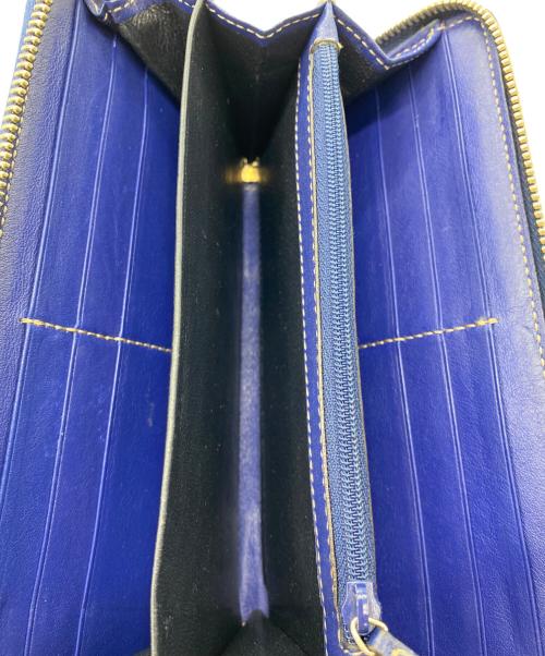 GUCCI（グッチ）GUCCI (グッチ) ラウンドファスナー長財布 グレー×ブルーの古着・服飾アイテム